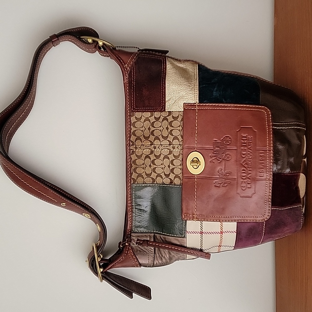 Vintage Coach Holiday Patchwork Bleecker Duffle Convertable Strap With Hangtag